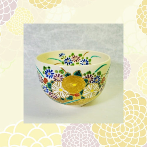 抹茶碗色絵菊花の画像