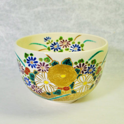 抹茶碗色絵菊花の正面の画像