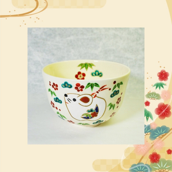 抹茶碗土鈴子と松竹梅のイメージ画像