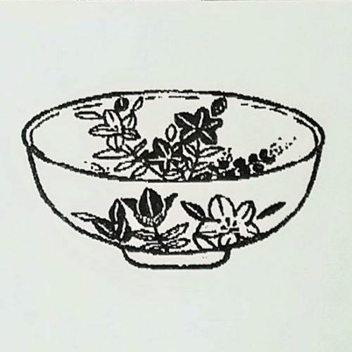 お客様が描いた平茶碗彩流桔梗の画像