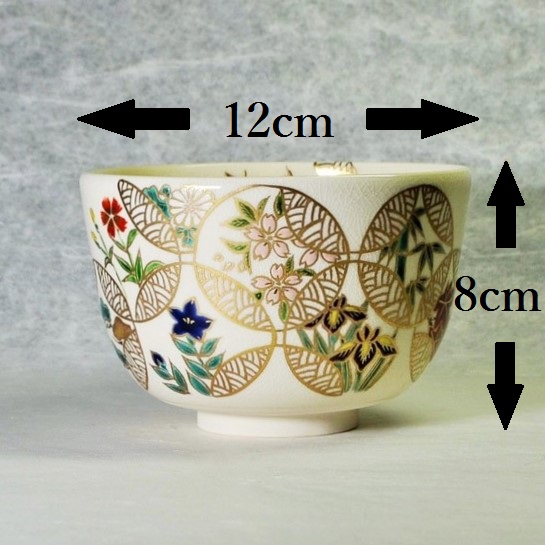 抹茶碗 四季七宝つなぎのサイズの画像