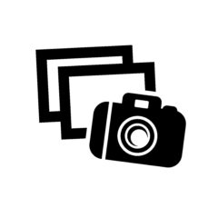 写真確認サービスのカメラと写真のアイコン画像